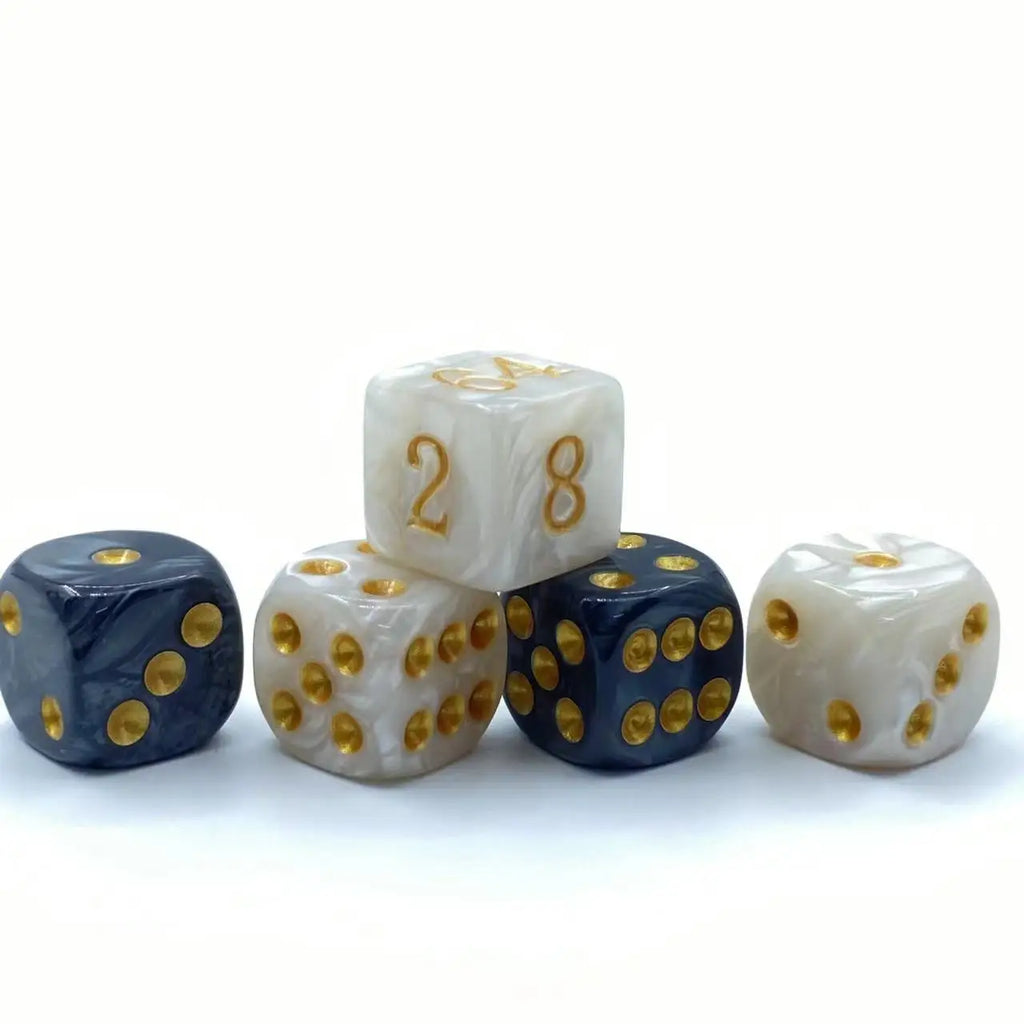 5pcs/Set Pearl Dice 16mm Doubling Cube and Four 16mm Pearl Point Dice For Backgammon Game