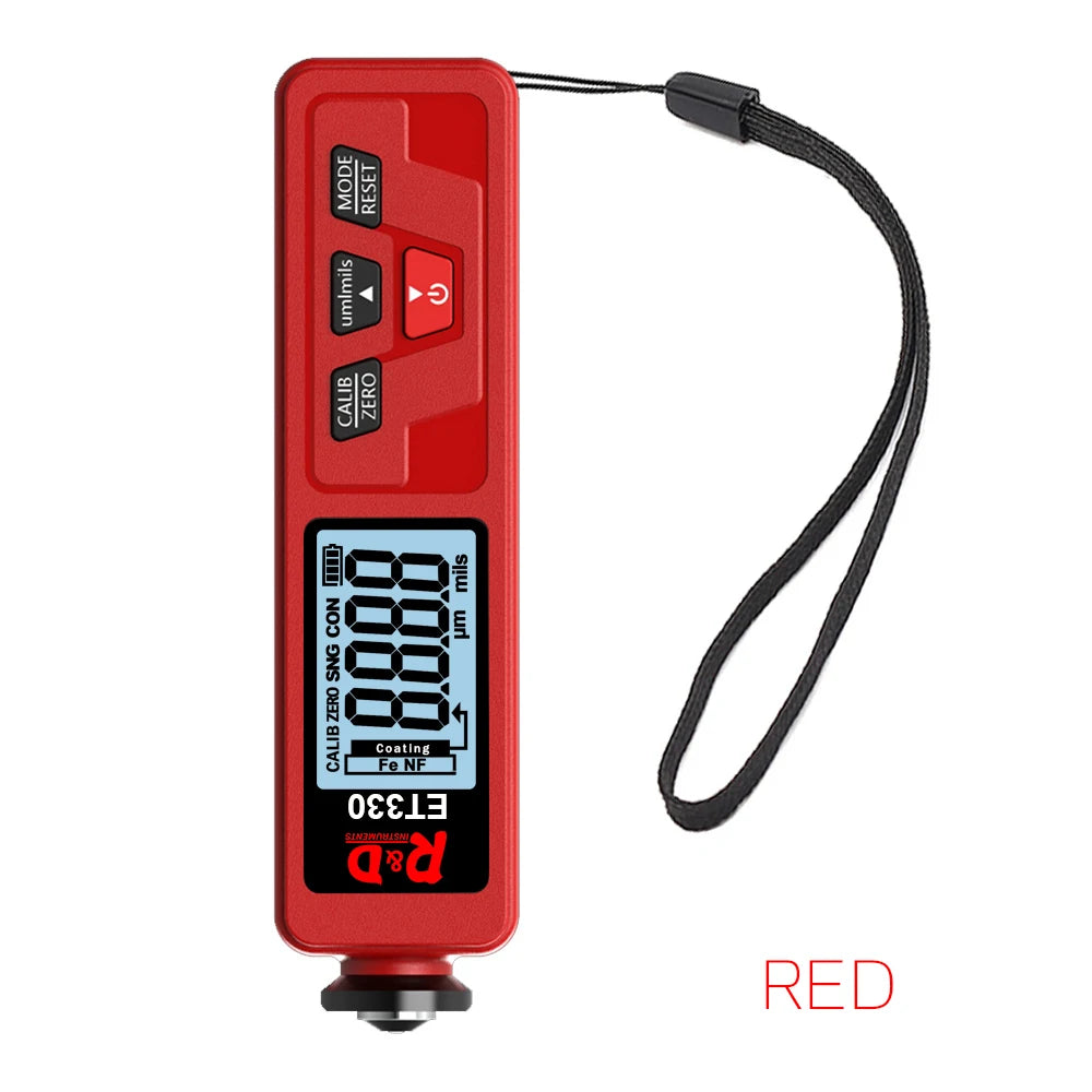 R&D ET330+Zn Car Paint Thickness Gauge Electroplate Metal Coating Thickness Gauge for Car 0-1500um Fe & NFe Coating Tester Meter