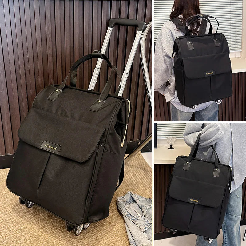 Large Capacity Double Shoulder Travel Bag Handheld Boarding Box Short Trip Luggage Bag Wheel Universal Pull Rod Bag