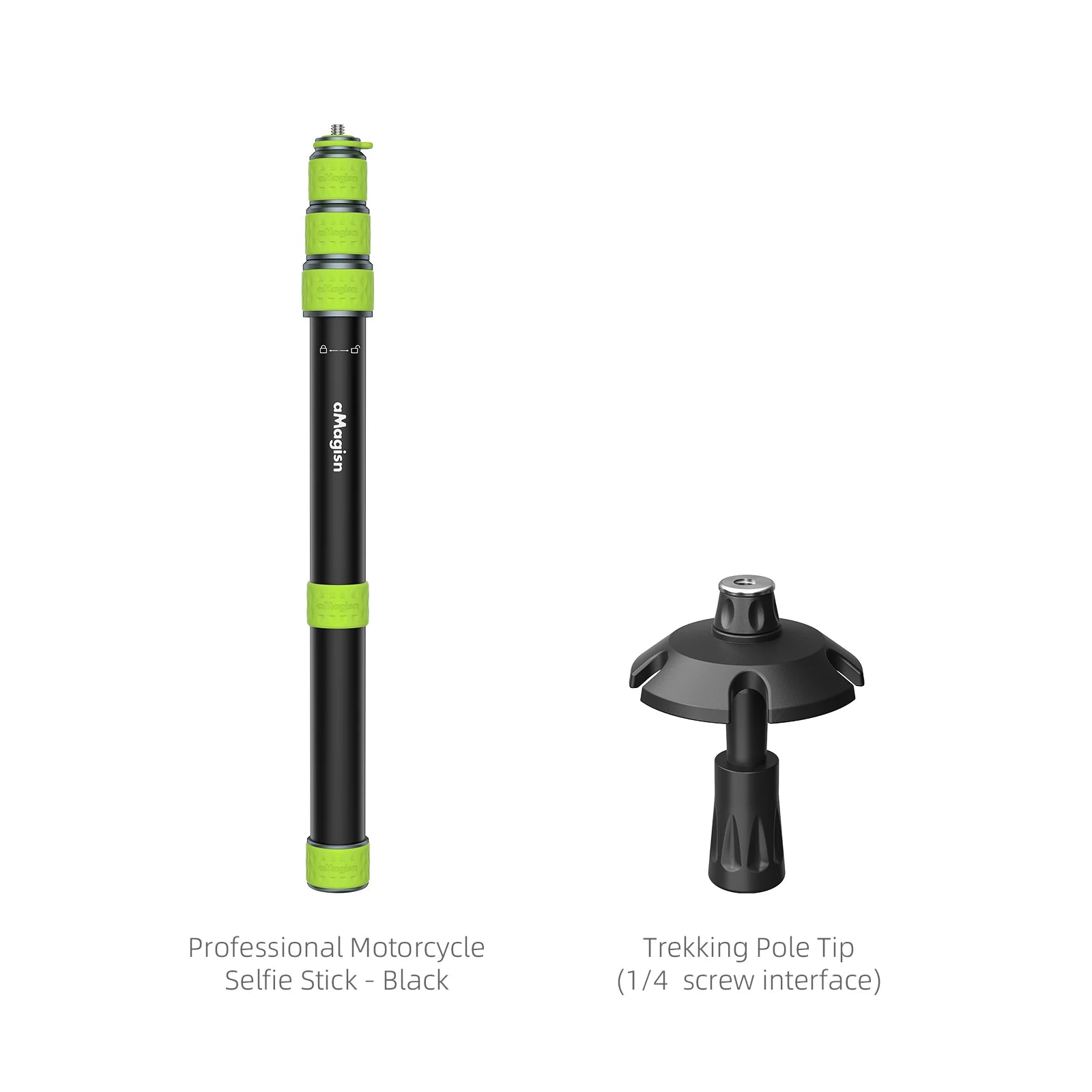 aMagisn Professional Motorcycle Selfie Stick 34-110cm Metal Pole 1/4Thread Trekking Pole Convertible Fits GoPro / DJI / Insta360