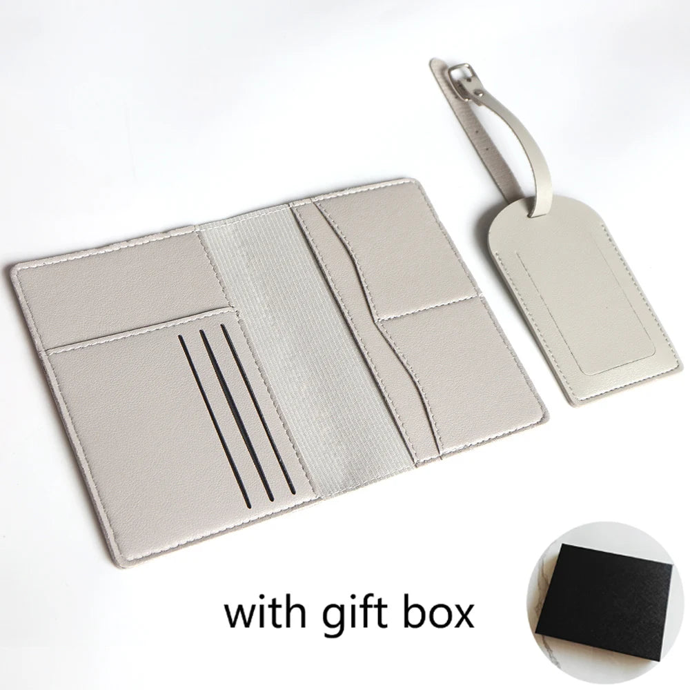 Custom Initials Passport Holder Suitcase Tag Set Luxury  Personalize Name logo Gift Lightweight Travel Accessories Set With Box