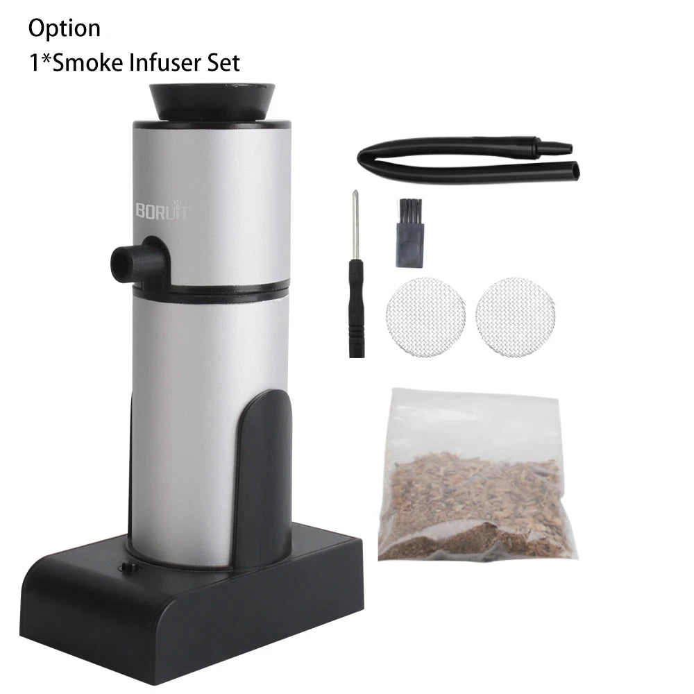 BORUiT Portable Molecular Cuisine Smoking Gun Smoke Infuser Food Cold Smoke Generator Meat Burn Smokehouse Cooking for BBQ Grill