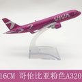 16cm Scale Model Plane Viva Air Columbia Pink A320 Aircraft Simulation Alloy Finished Diecast Airplane Model Toy Decoration Gift