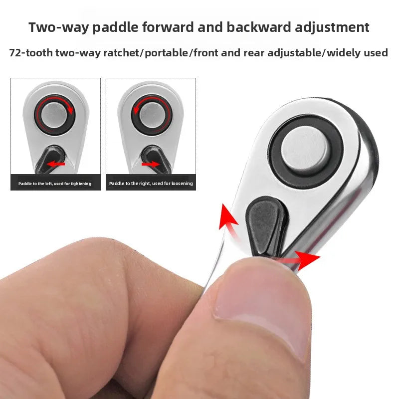 Mini 1/4 inch Double Ended Quick Socket Ratchet Wrench Socket Screwdriver Bit Driver Quick Release Ratchet Wrench Hand Tools