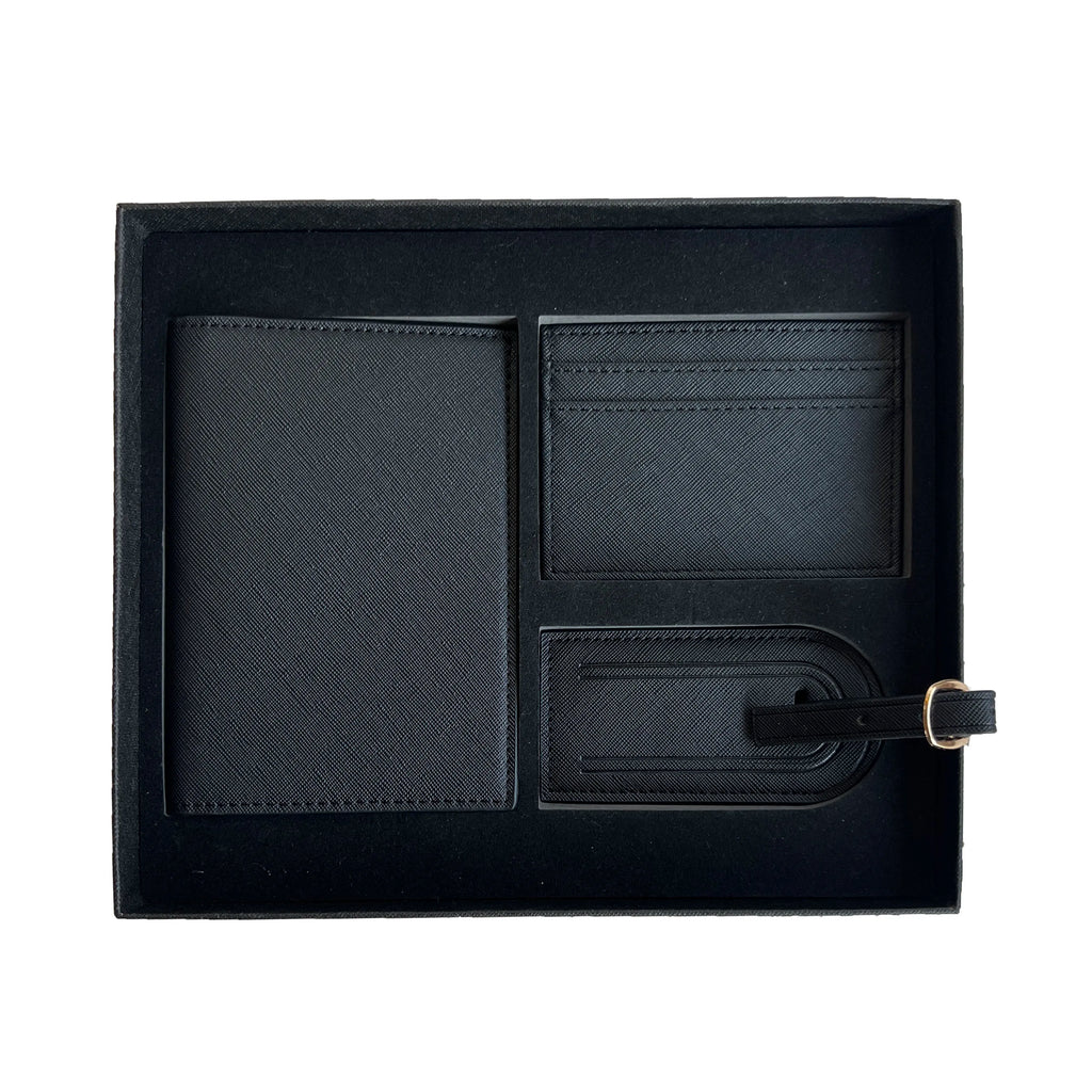 Free Custom Name Initial Gift Box Set Crocodile Leather Passport Cover  Luggage Tag Cardholder Travel Accessories