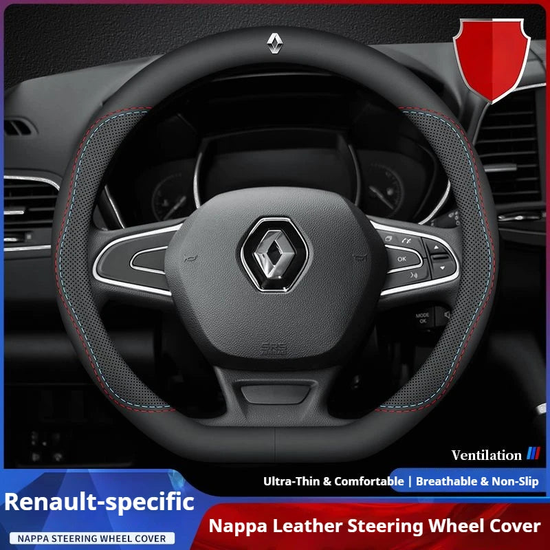 Car Steering-Wheels Cover 38cm Leather For Renault Clio Fluence Megane Laguna Talisman Captur Kadjar Kaptur Koleos Scenic Espace