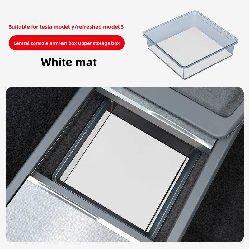 For Tesla Model Y / New Model 3 Highland Center Console Armrest Hidden Storage Box ABS Organizer Tray Accessories