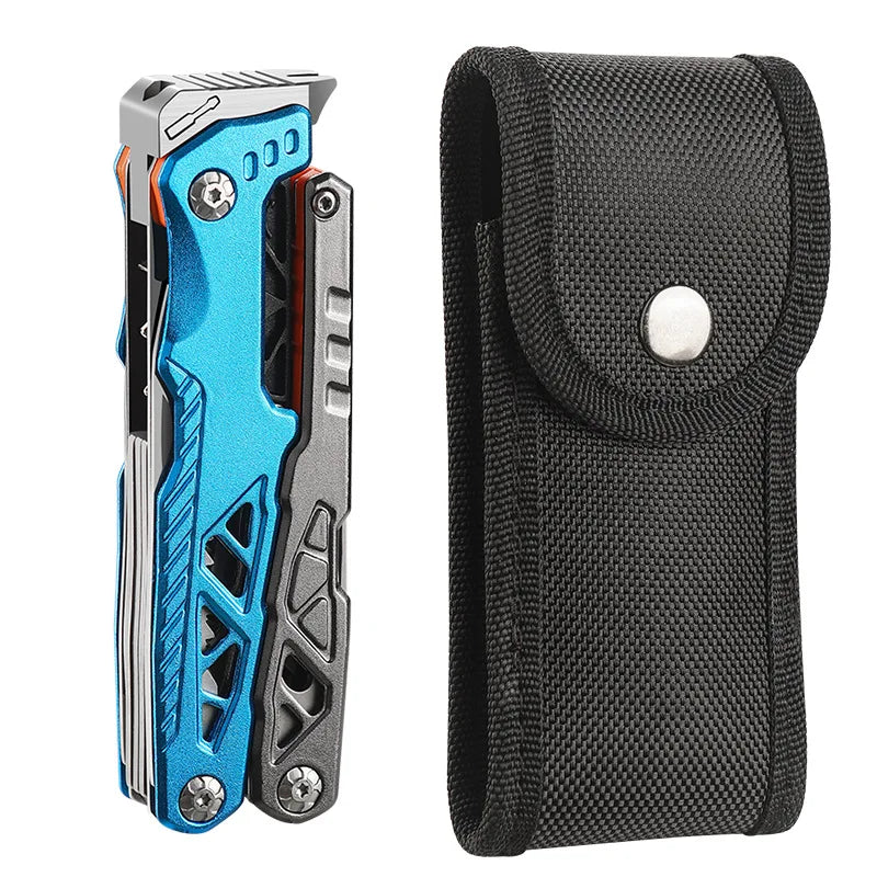 Outdoor Multifunctional Folding Pliers Portable Multi-purpose Sharp-nosed  Vise Pliers Nail Hammer Knife Pliers Emergency Tools