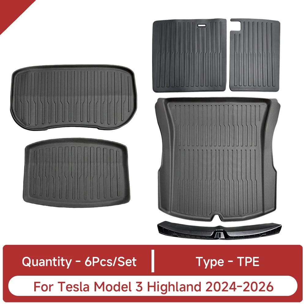For Tesla Model 3 Highland Accessories TPE Floor Mat Cargo Liner Waterproof Trunk Mat for Tesla Model 3 Highland 2024-2026