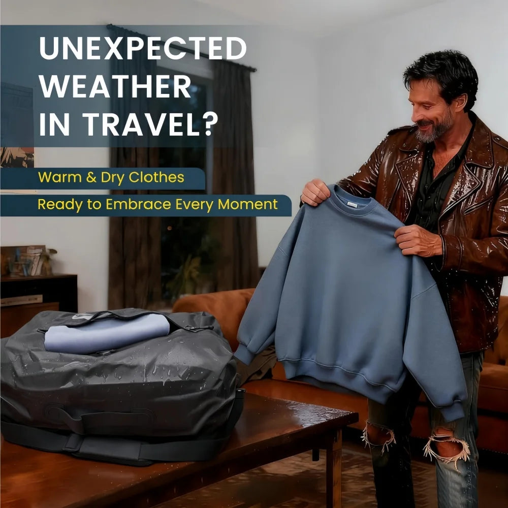 34L Vacuum Travel Bag  Reusable Storage Bags Folding Outdoor Travel Essentials Compression Bag for Suitcases Backpack Luggage
