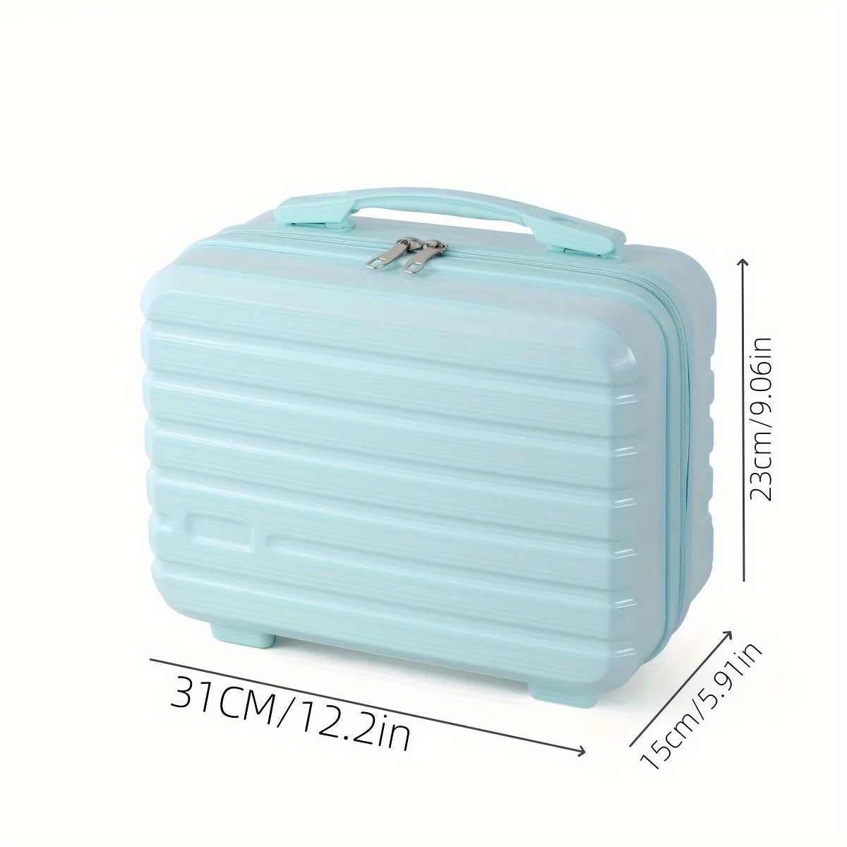 Chic 14-Inch Mini Suitcase Cosmetic Bag - Lightweight, with Zip Closure & Fixed Shoulder Strap - Perfect for Travel, Students