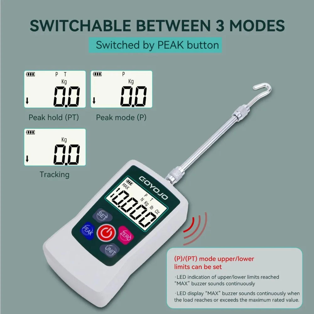 500N Digital Force Gauge High-Precision Push-Pull Meter for Tension & Compression Testing (N, Kg, Lb, Oz) for Material Testing