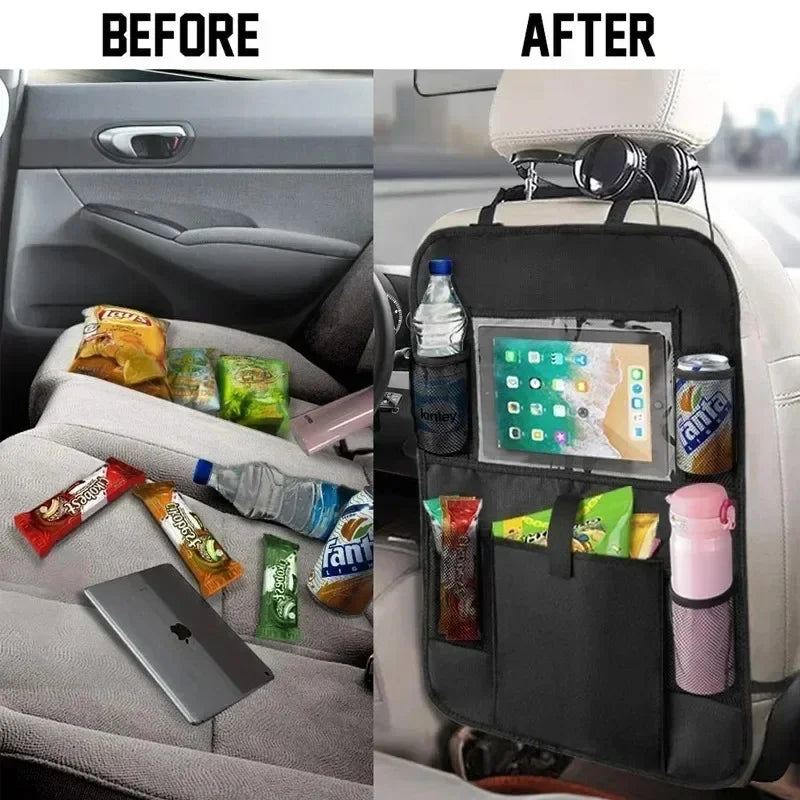 Car Backseat Organizer, Kick Mat Seat Protector with Touch Screen Tablet Holder, Auto Organizer for Kids Back Travel Accessories
