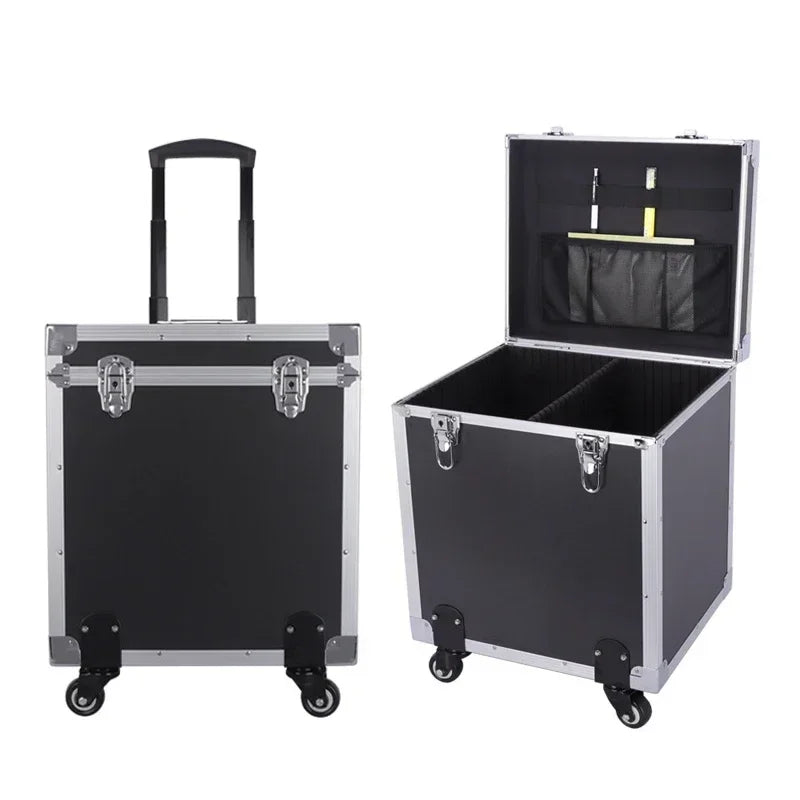 Portable Toolbox with Wheels Aluminum Organizer Suitcase Large Hard Flight Case Storage Tools Professional Transportation Boxes