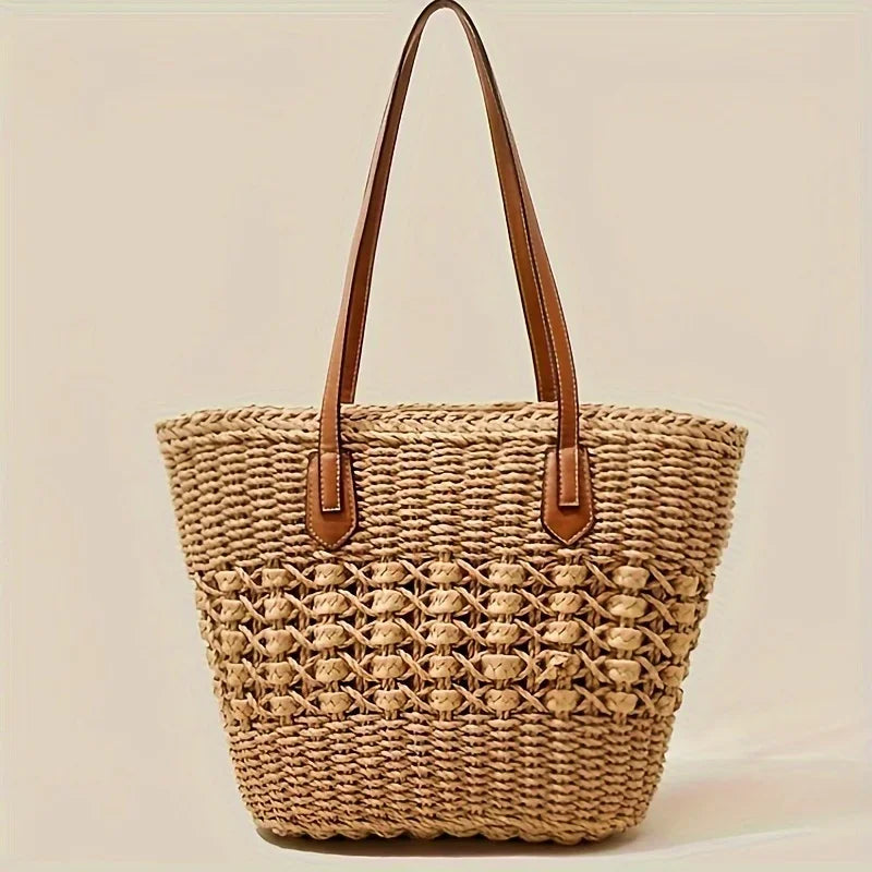 Braided Straw Tote Bag Large Capacity, Vacation Ready, Daily Shopping Companion for Women Perfect for Beach, Casual Fashion