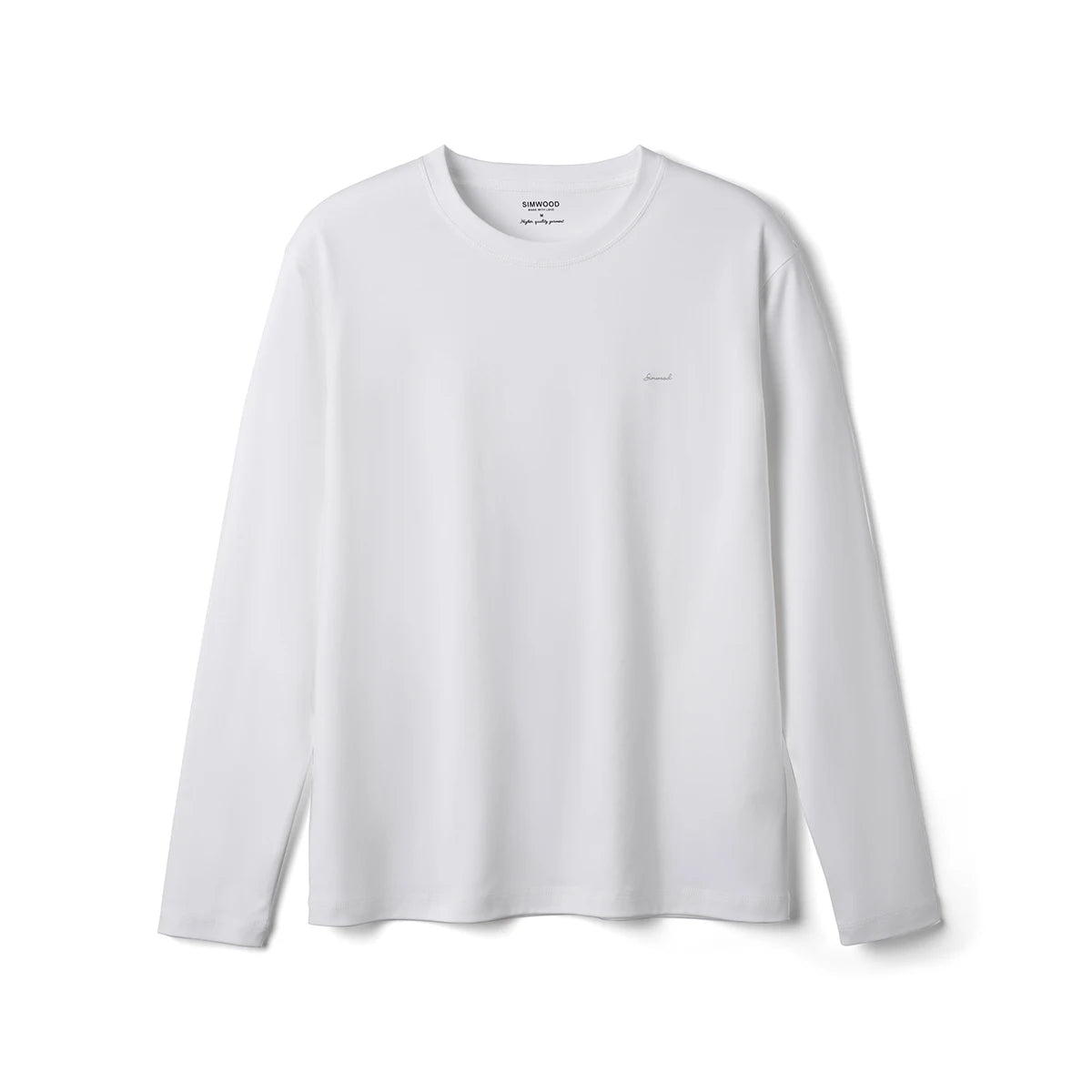 SIMWOOD Men's Liquid Ammonia Cotton T-Shirt 215gsm Ultra-Soft & Smooth Regular Fit Long Sleeve Top Silky Comfort Autumn For Men