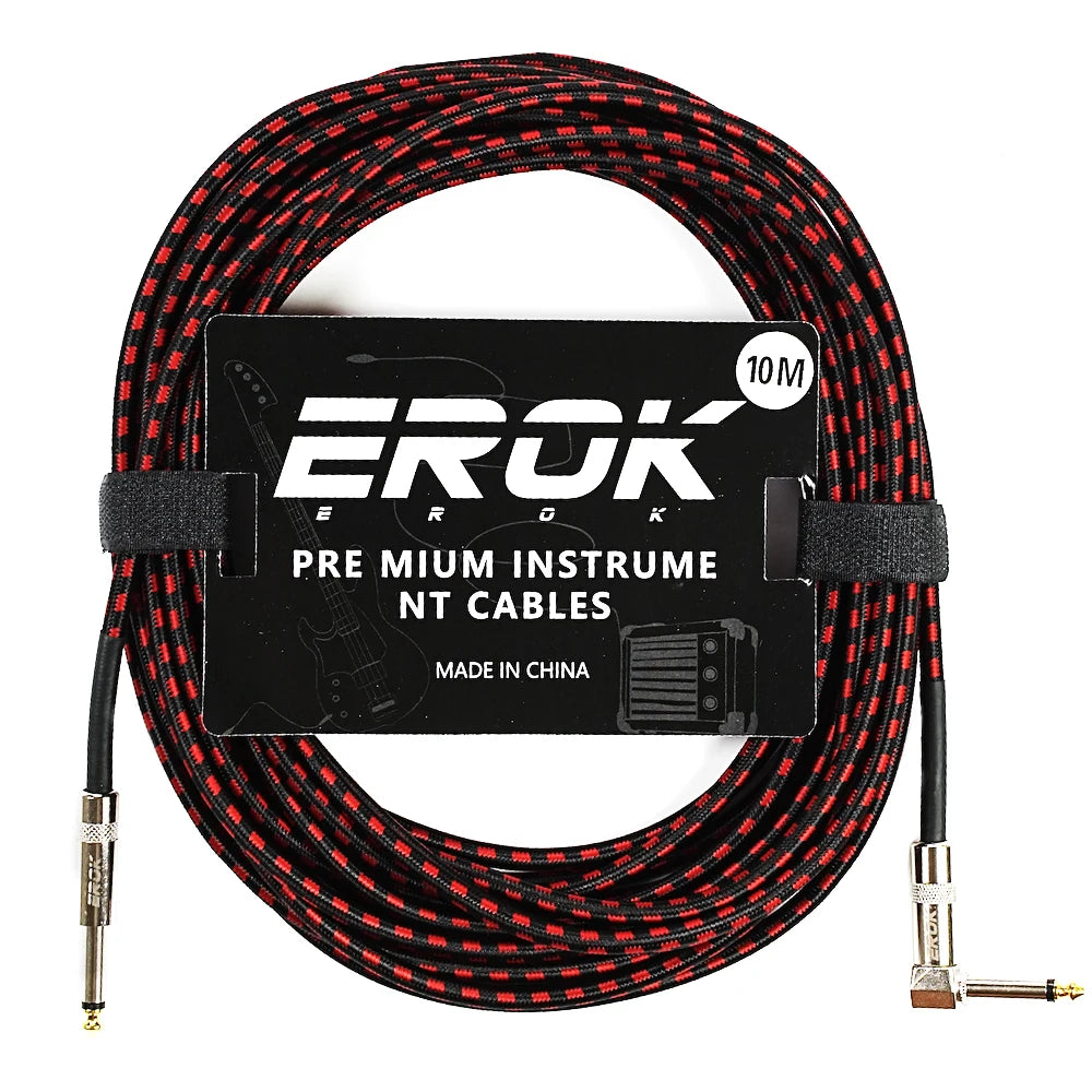 EROK 1.5/3/6/10M Guitar Audio Cables Anti-Noise Line 6.35mm Male to Male Colorful Braided Line Pedal Guitar Bass Universal Cable