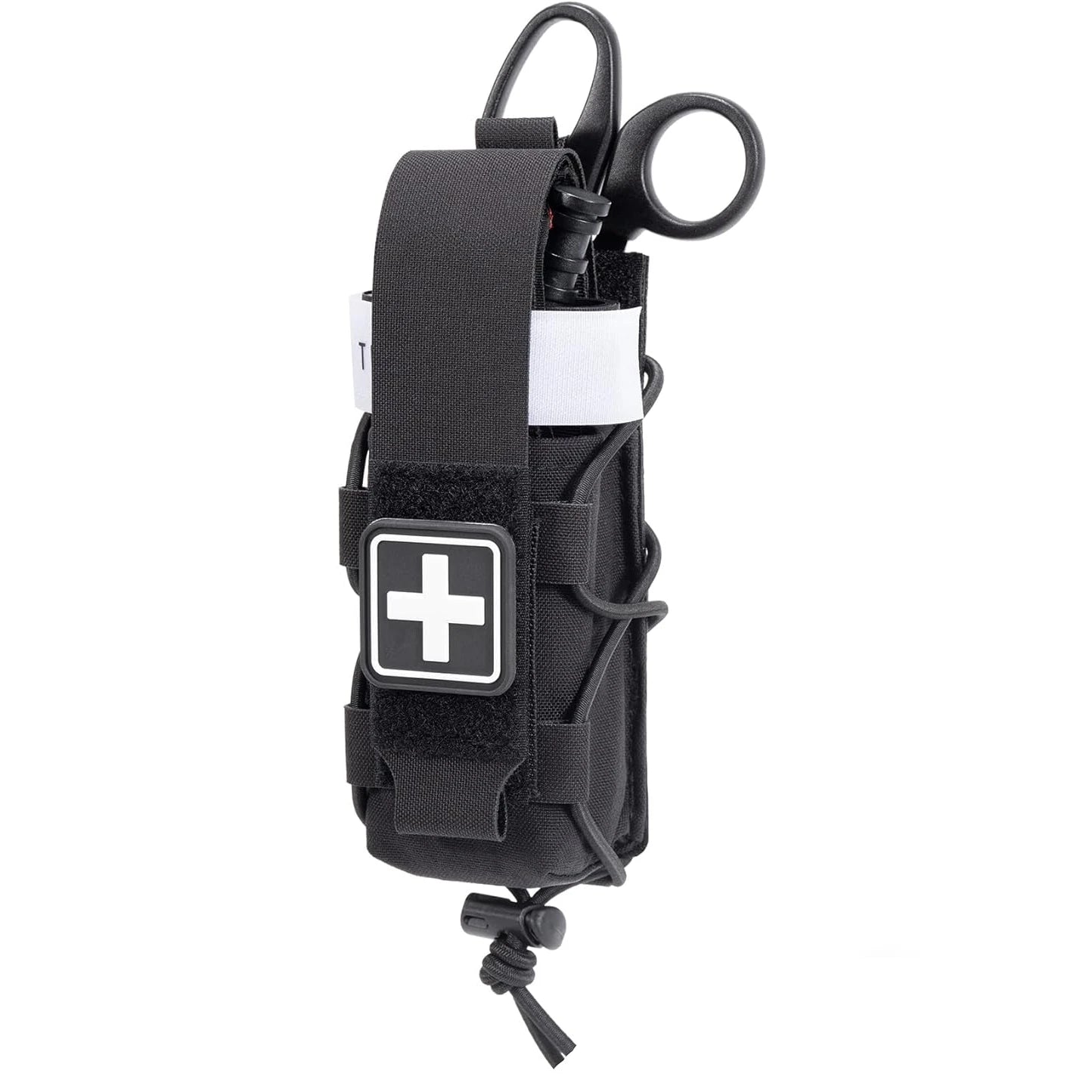 MOLLE Tourniquet Holder IFAK TQ Holder Tactical Medical Pouch Holster First Aid Kit Cross Patch/Bungee Cord with tourniquet