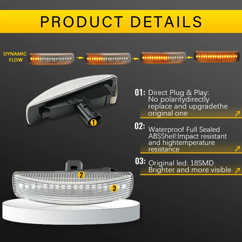 2Pcs LED Turn Signal Dynamic Side Marker Lamp Repeater Indicator Light For Land Rover Freeland 2 Discovery 3 4 Rover Sport L320