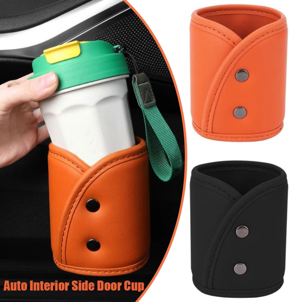 Multifunctional Leather Door Cup Holder Beverage Holder Storage Bucket Rear Seat Cup Holder Storage Bag Car Interior Accessories