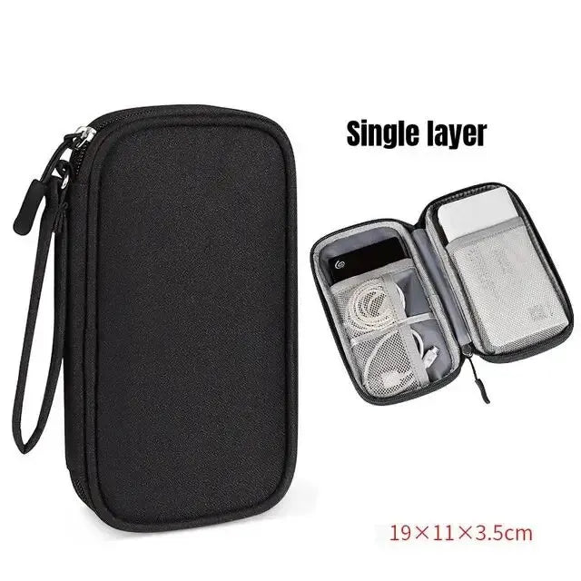 NEW Travel Organizer Bag Cable Storage Organizers Pouch Carry Case Portable Waterproof Double Layers Storage Bags Cable Cord