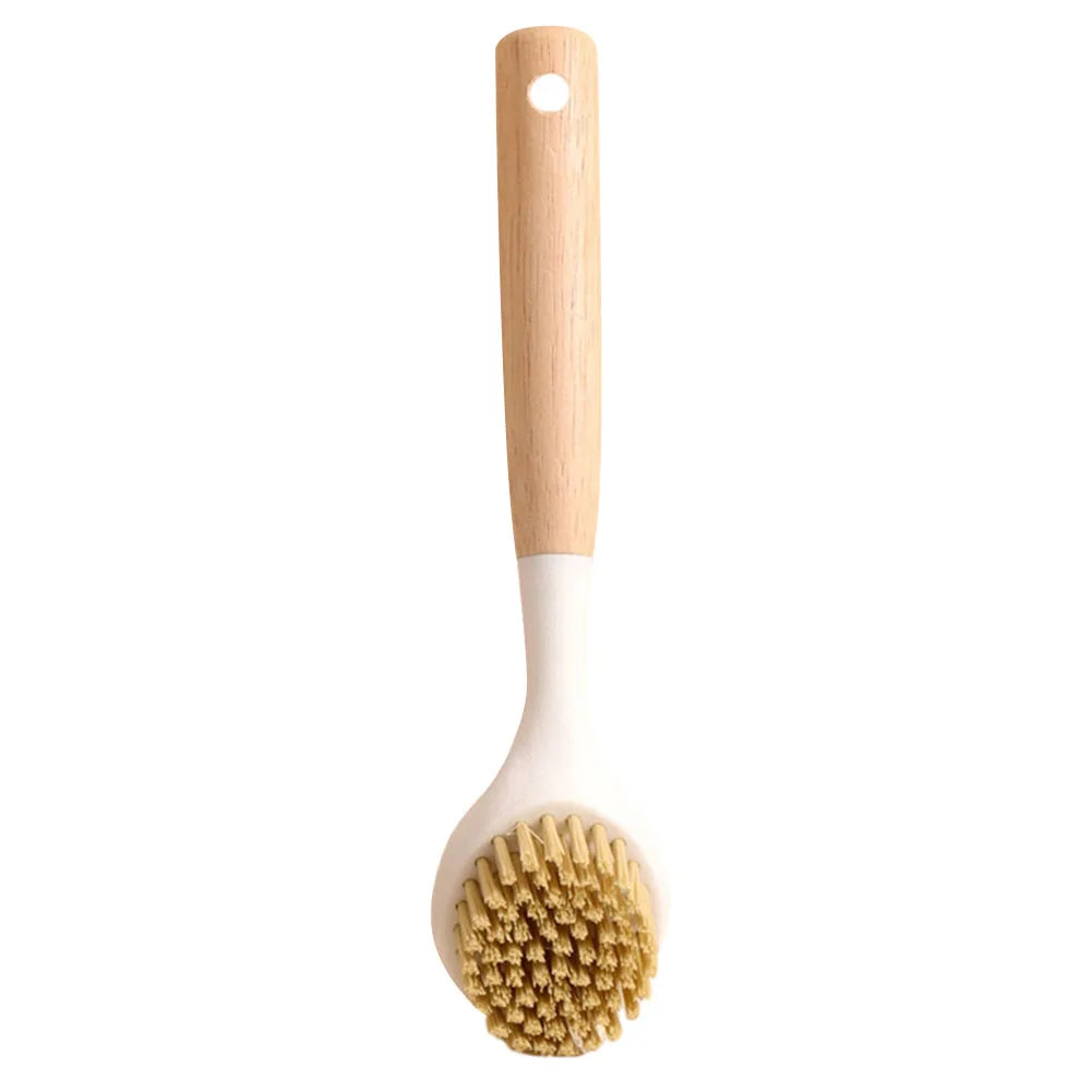 1PCS Bamboo Handle Kitchen Dish Brush Non-scratch Bristles For  Cleaning Dish Pan Sink Reusable Manual Tool White 23x5.5cm