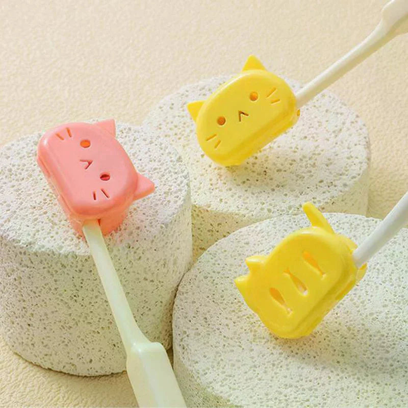 4pcs Cat Shape Travel Toothbrush Head Covers Toothbrush Protector Cap Case Protective Portable Plastic Clip For Household Travel
