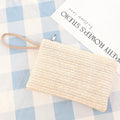 Boho Straw Woven Clutch Bag Custom Name Embroidery Zipper Pouch Women Girls Portable Coin Wallet Beach Vacation Accessories