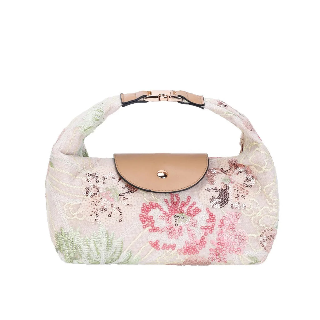 French retro flower embroidery bag women's bag large capacity handbag niche design sense commuter women's bag