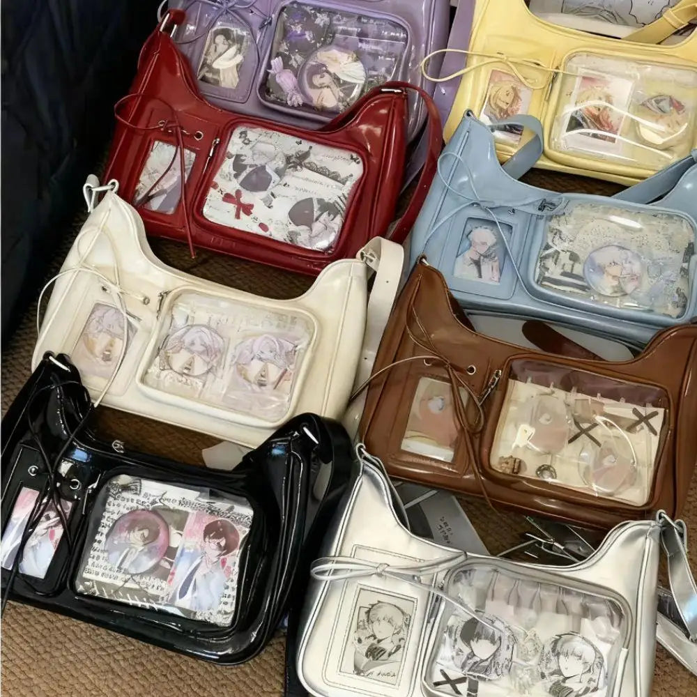 Y2k Lolita Ita Bag Transparent Crossbody Bag Cute Bow Doll Display Shoulder Bag Fashion Women Messenger Tote Bag Sweet Girl Dail