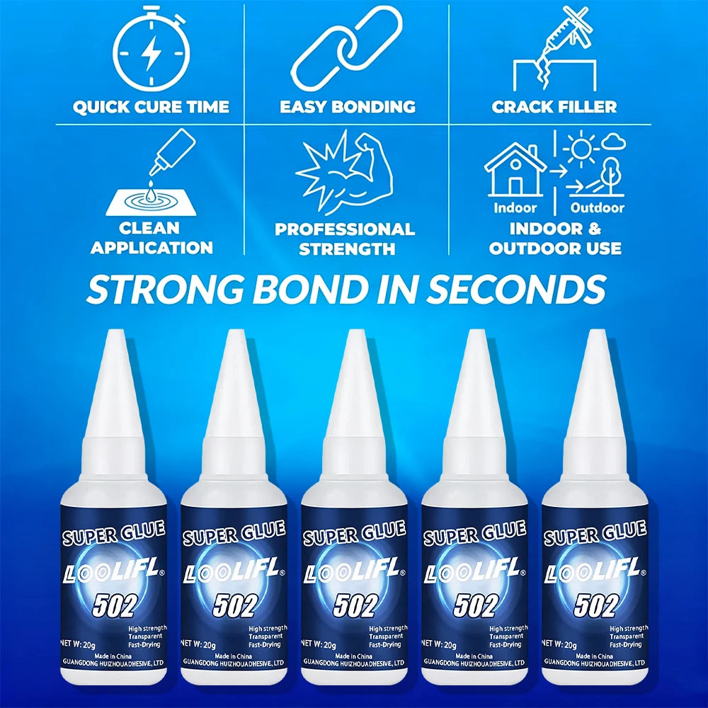 Super Instant Glue Clear Strong Adhesive Universal Repair Glue for Crafts Toy Metal Rubber Glass Wood Ceramic Leather Daily Fix