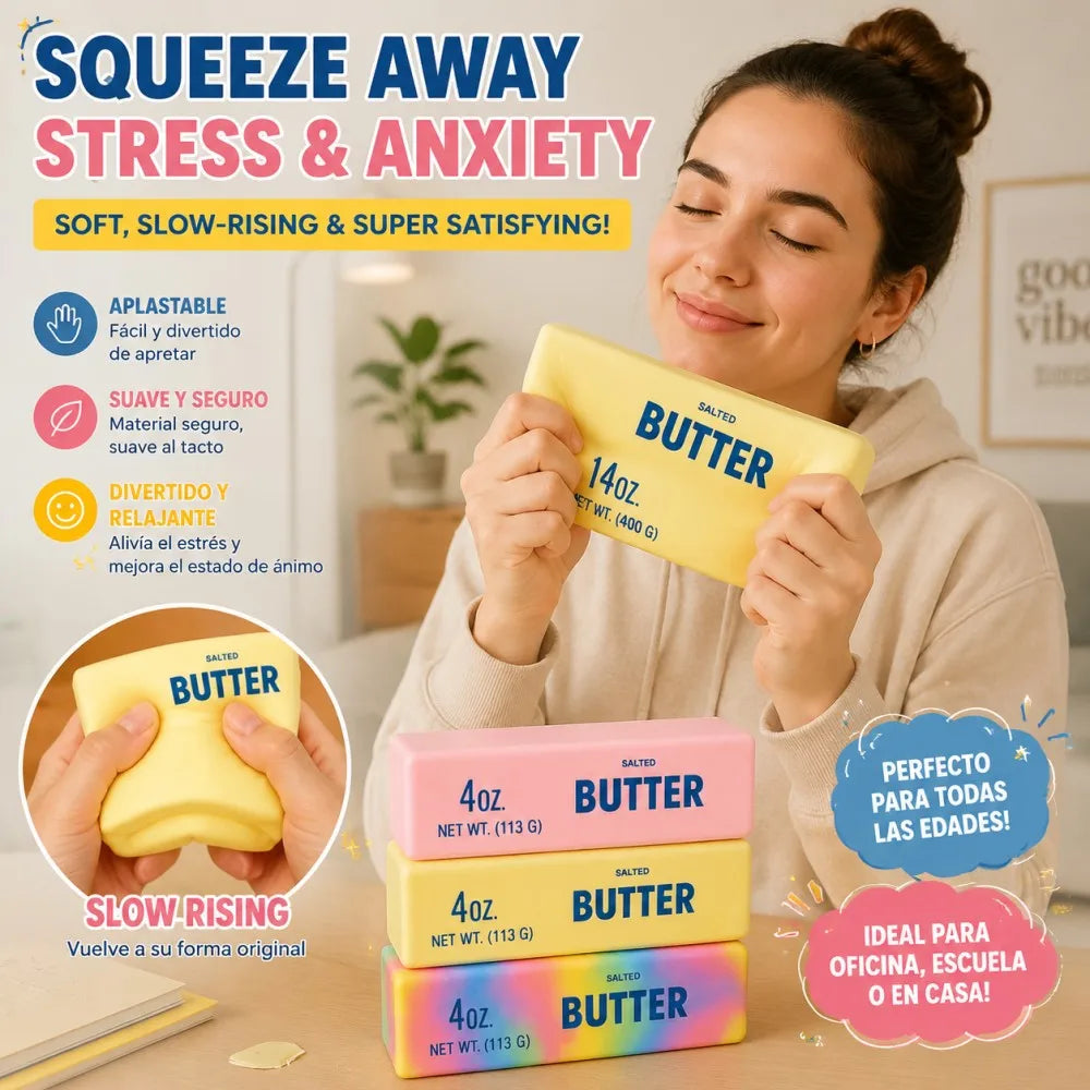 Squishy Elastic Butter Stick Fidget Toy Cheese Shape Stress Relief Game Funny Decompression Prank Squeeze Toy for Anxiety Relief