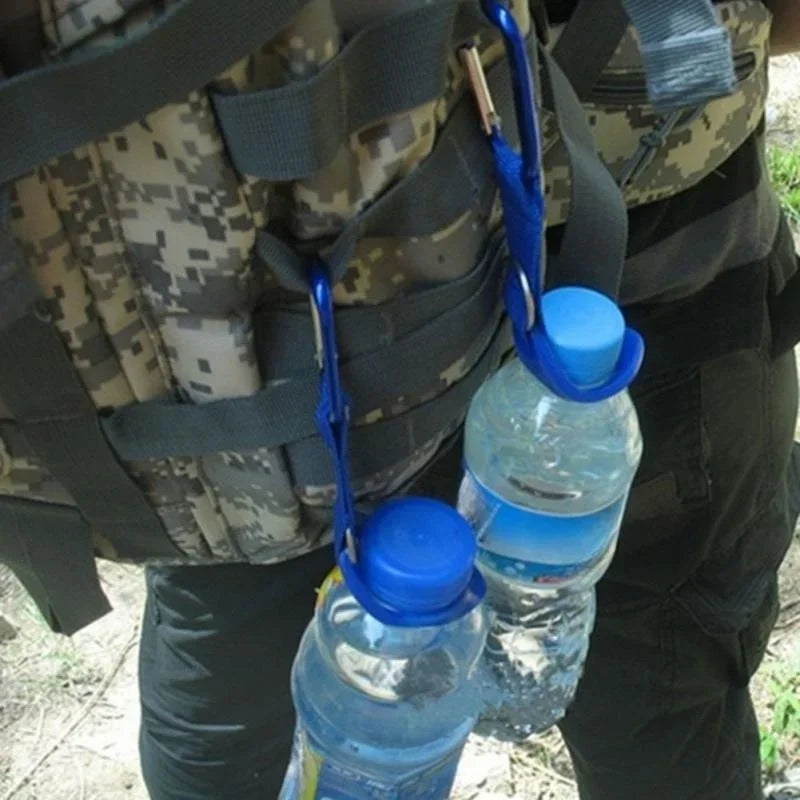 1pc Sports Outdoor Kettle Buckle Carabiner Water Bottle Holder Camping Hiking Aluminum Rubber Buckle Hook High Quality