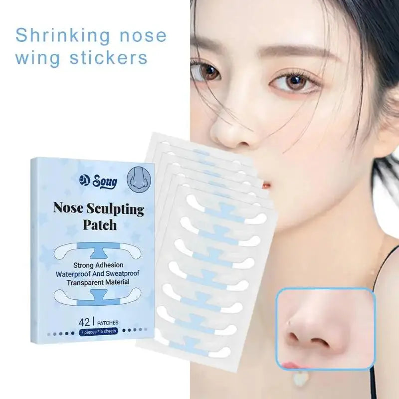42Pcs Invisible Nose Shrink Patch Shrinking Nose Wing Stickers For Cosplay Special Nose Shrink Beauty Strips Nose Shaper Lifting
