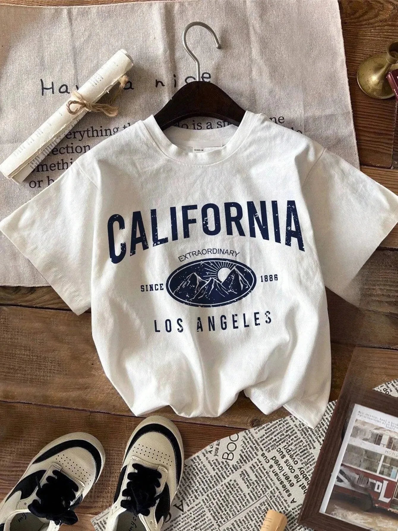 Summer Women California T-Shirt American Vintage O-Neck Tops Tees Fashion Los Angeles Clothing Female Casual Streetwear Top