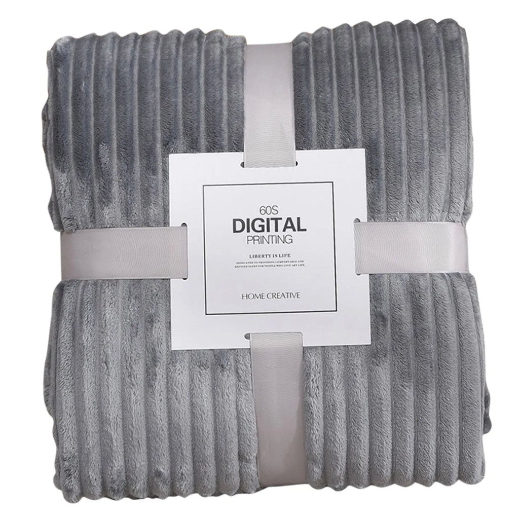 Striped Flannel Blankets For Beds Solid Pink Blue Color Soft Warm Mink Throw Sofa Cover Bedspread Beach Airplane Travel Blankets