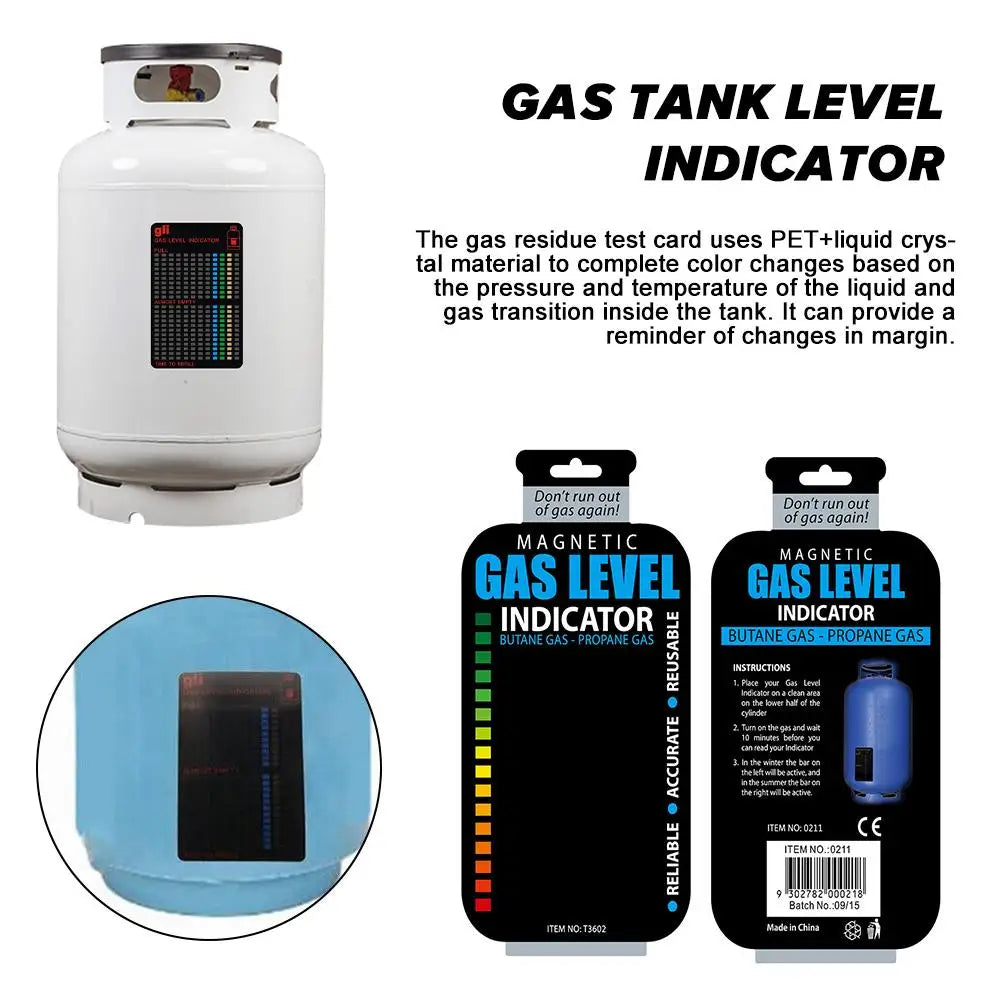 Propane Butane LPG Fuel Gas Tank Level Indicator Magnetic Gauge Bottle Temperature Measuring Stick Test Card