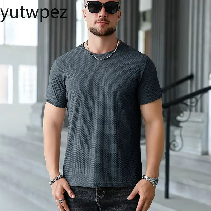 Outdoor Hiking Fitness Sports Running T-shirt Men Summer Ice Silk Thin Top Reflective Printing Quick Dry Breathable T-shirt 6XL