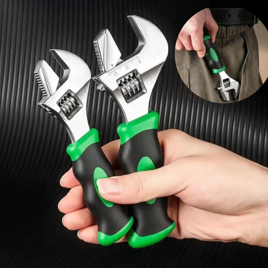 Mini Short Handle Adjustable Wrench Portable Pocket Pipe Wrench Large Opening Universal Home Plumbing Bathroom Repair Hand Tool