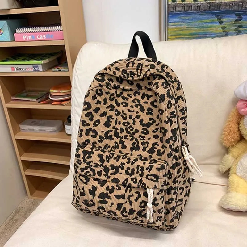 Casual Commuter Travel Leopard Print Women's Backpacks Large Capaci Lightweight School Bag Leisure College Student Backpack