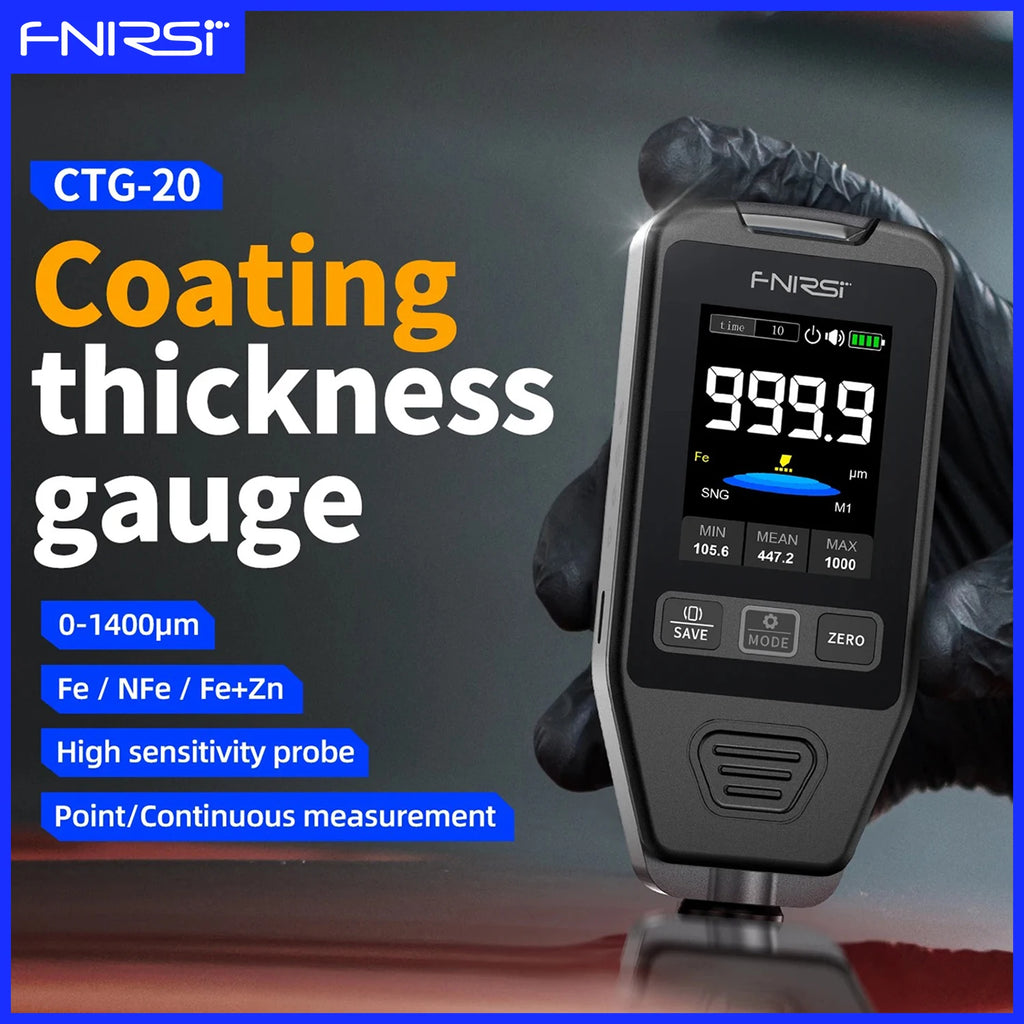 FNIRSI CTG-20 Coating Meter 0-1400μm Automotive Paint Thickness Gauge Non Destructive Automatic Substrate Identification