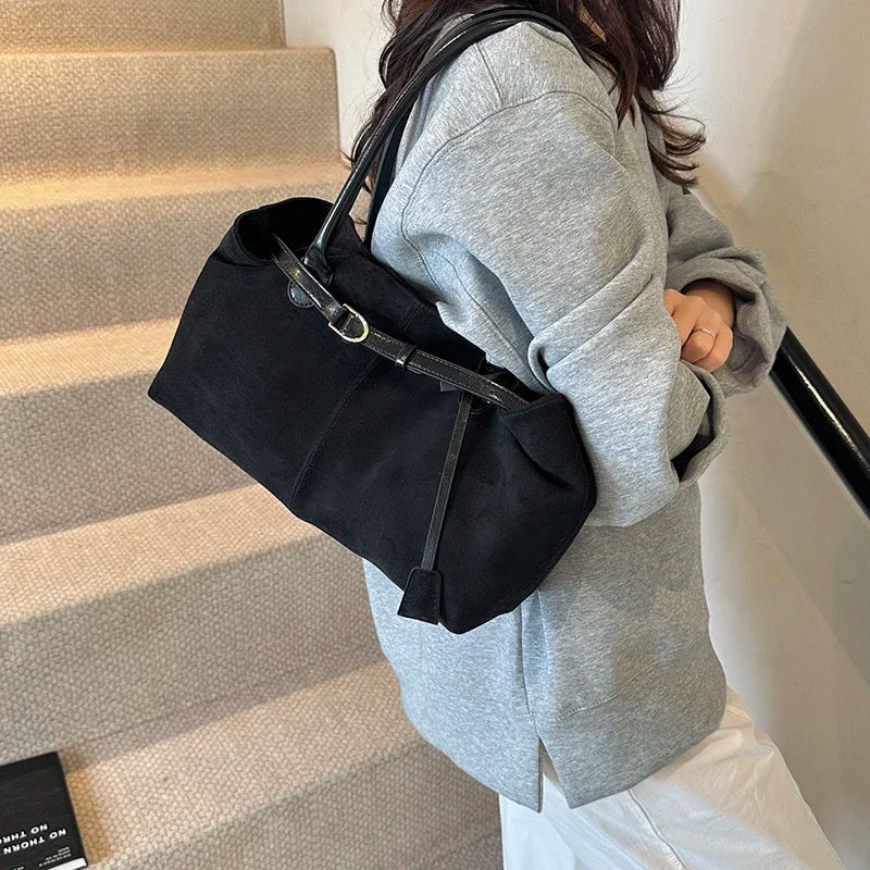 LEFTSIDE Large NUBUCK Underarm Bags Lady Shoulder Bag for Women 2024 Winter New Trend Fashion Trend Y2K Tote Bag Handbags