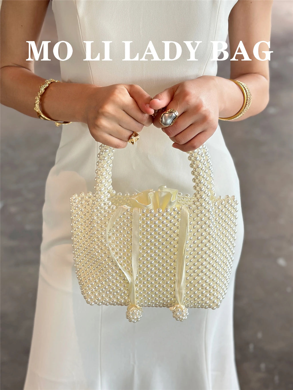 2026 Fairy Pearl Handbag Summer Name Lady Handwoven Beaded Basket Handheld Crossbody Bag Women Open Top Style
