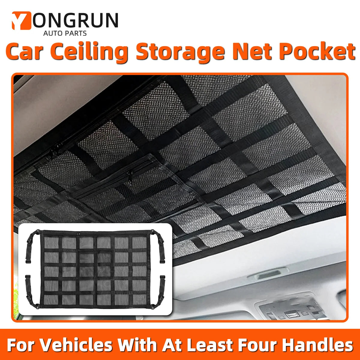 YONGRUN Car Roof Storage Organizer Car Roof Cargo Net Strong Load-Bearing Net Large Capacity Saves Space Car Roof Net Storage