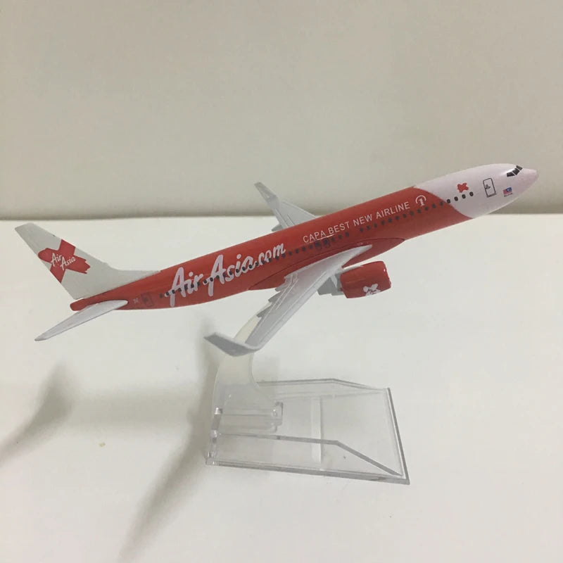 JASON TUTU 16cm AirAsia Boeing 737 Airplane Model Airplane Diecast Metal 1/400 Scale Planes