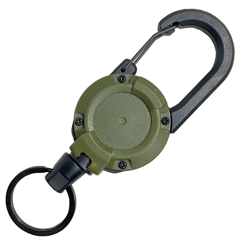 Retractable Heavy Duty Pull Reel Carabiner Multitool Survivalowy Buckle Spring Key Ring Outdoor Sporty Attachment Keychain Tool