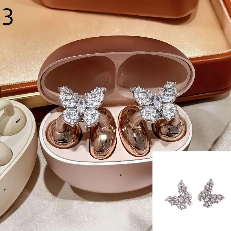 (.) 1Pair DIY Headphone Diameter Buckle Zircon Decorative Headphone Decoration Clip Removable Easy To Install Earbud Accessories