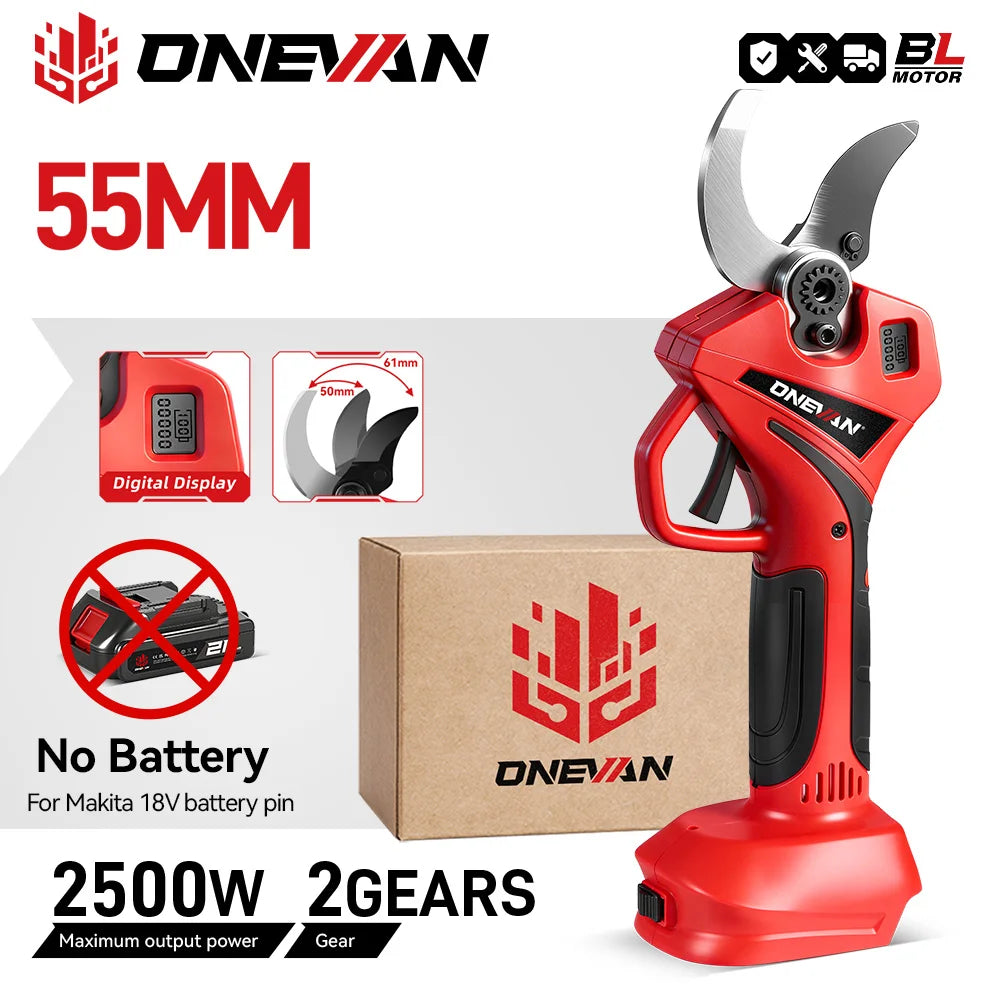 ONEVAN Brushless Electric Pruning Shear Cordless Portable Trimming Tree Cutting Garden Power Tool For Makita 18V Battery Pin