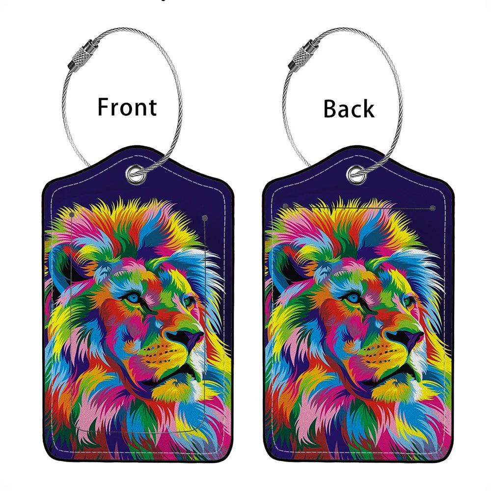 HOT SALE Cute animals Leather Business Luggage Tag Suitcase Address Label Luggage Boarding Case Label Name ID Address Clip
