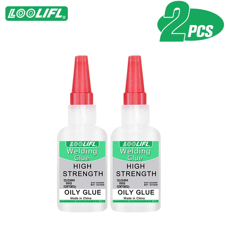 LOOLIFL50g High Strength Welding Oily Super Glue Universal Clear Non-Marking Repair Adhesive Instant Glue Strong Fast Super Glue